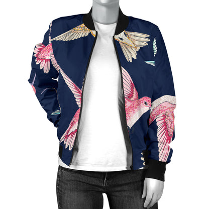 Hummingbird Cute Pattern Print Design 01 Women's Bomber Jacket