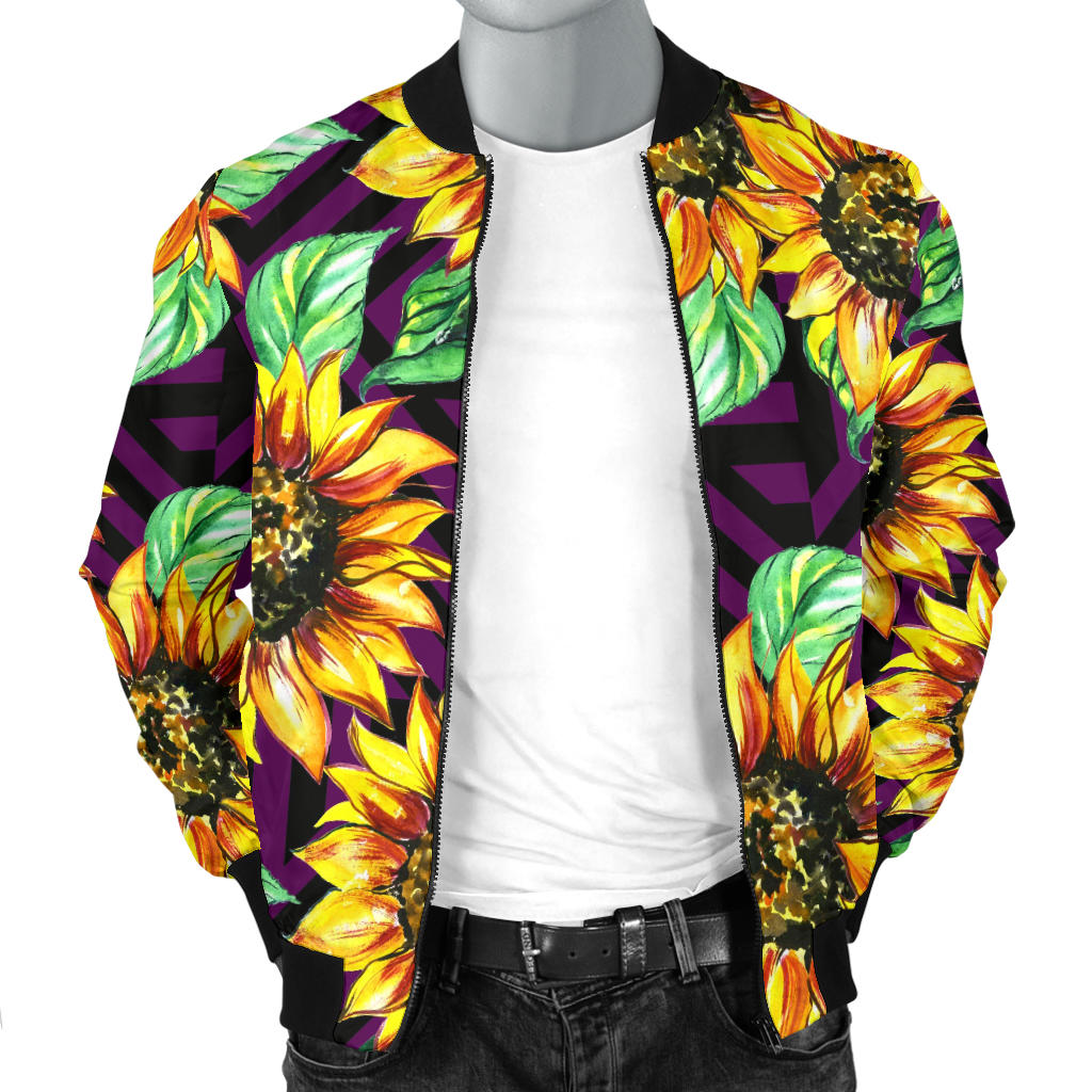 Sunflower Pattern Print Design SF012 Men Bomber Jacket