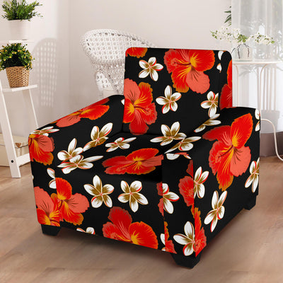 Red Hibiscus Pattern Print Design HB022 Armchair Slipcover