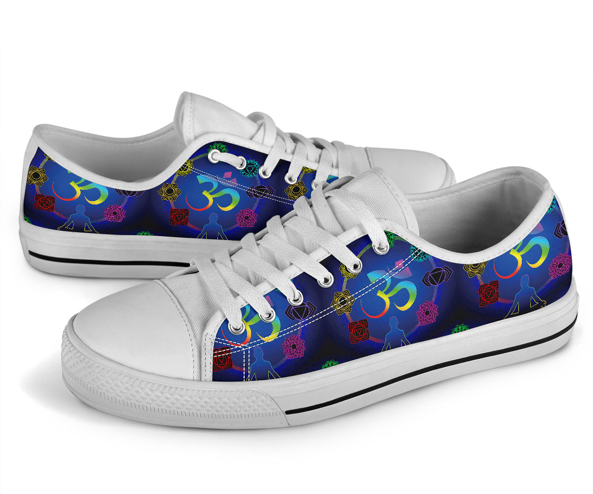 Chakra Zen Yoga OM White Bottom Low Top Shoes