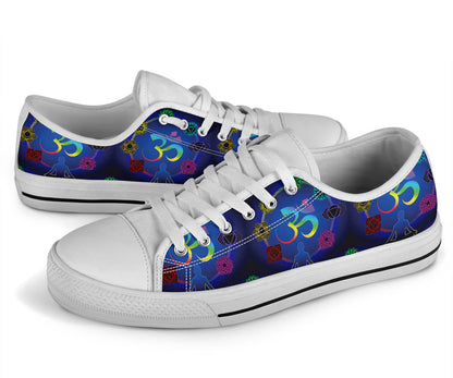 Chakra Zen Yoga OM White Bottom Low Top Shoes