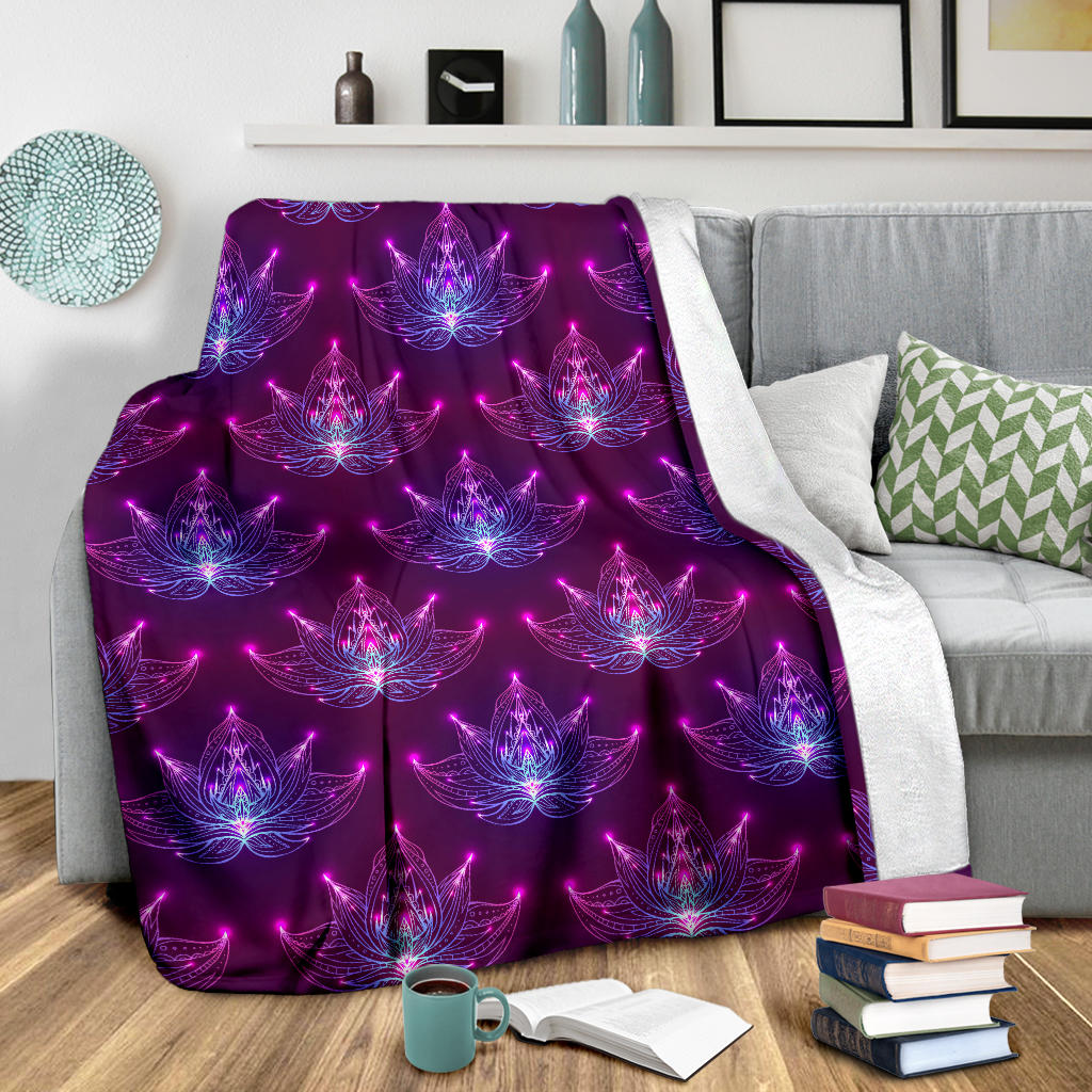 lotus Pattern Print Design LO01 Fleece Blanket