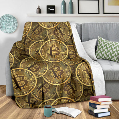 Bitcoin Pattern Print Design DO01 Fleece Blanket