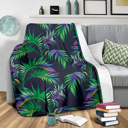 Palm Leaves Pattern Print Design PL04 Fleece Blanket