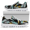 Gold Glitter Cyan Tropical Palm Leaves Sneakers White Bottom Shoes