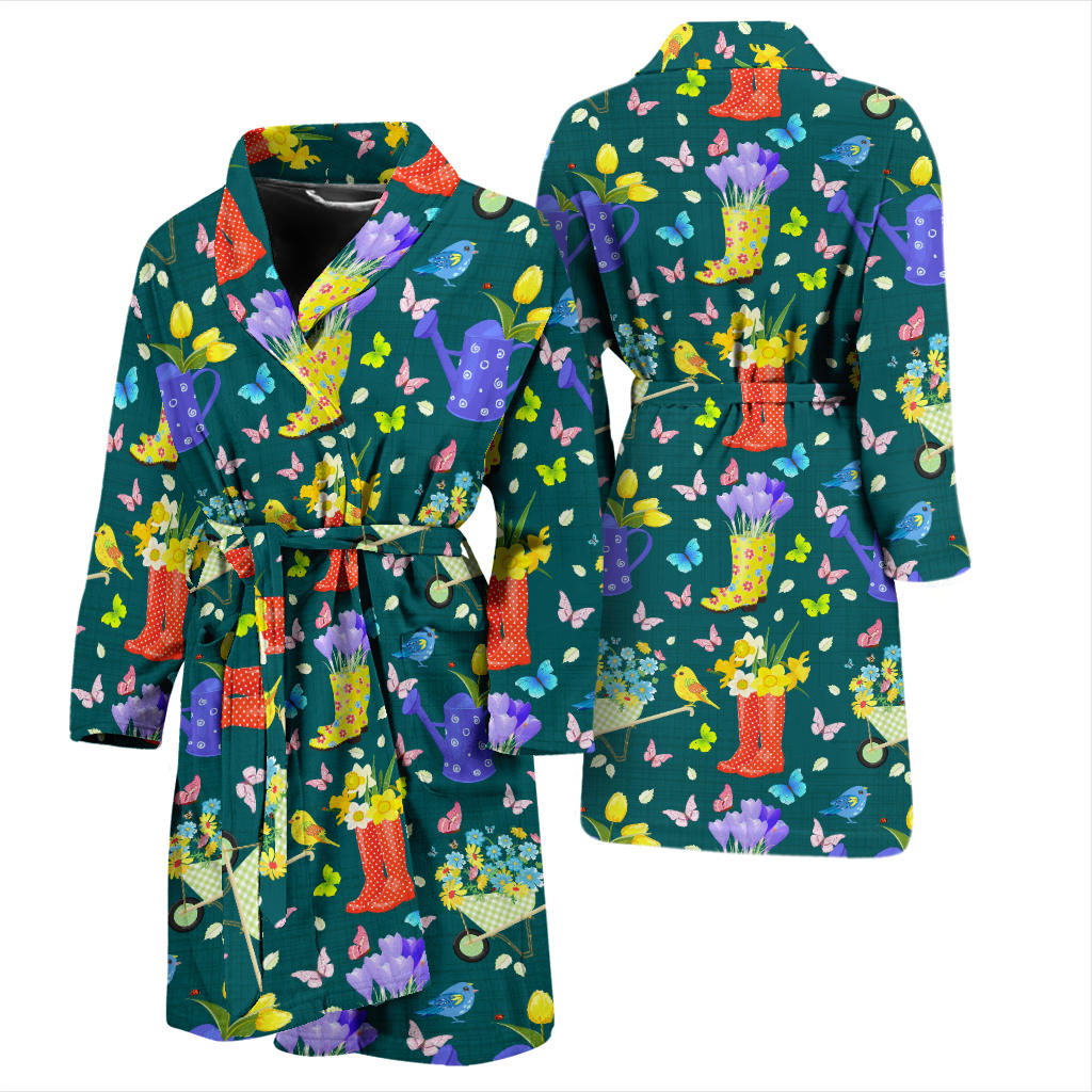 Gardening Pattern Print Design G08 Men Bathrobe