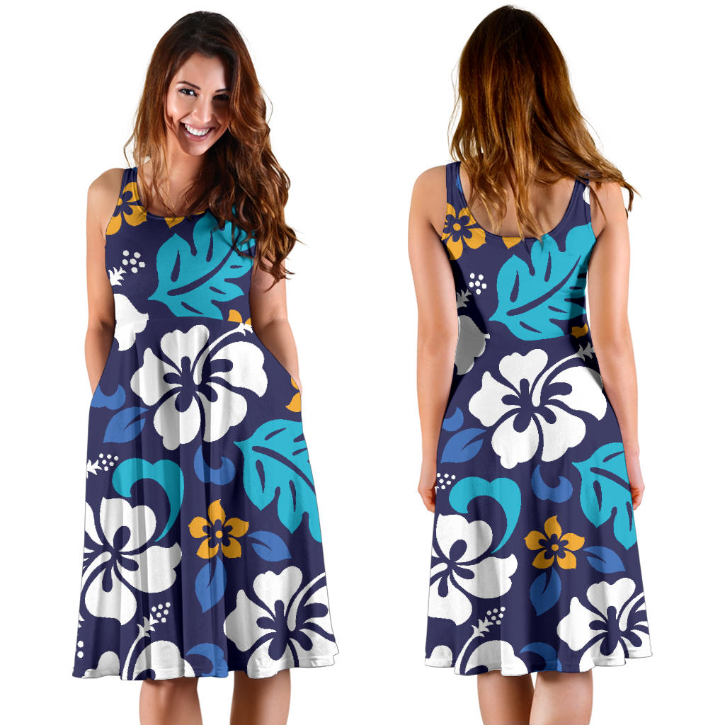 Hibiscus Pattern Print Design HB030 Midi Dress