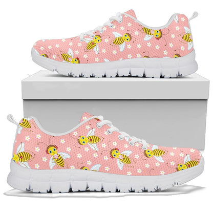 Bee Pattern Print Design BEE07 Sneakers White Bottom Shoes