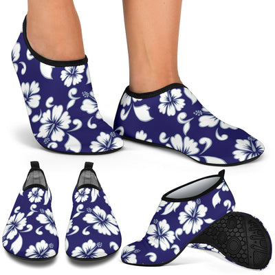 Hibiscus Pattern Print Design HB010 Aqua Water Shoes