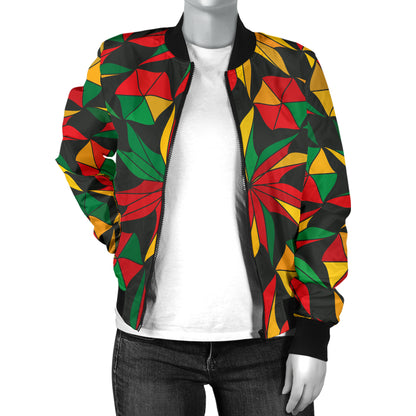 Rastafarian Pattern Print Design A03 Women's Bomber Jacket