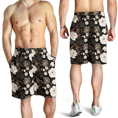 Peony Pattern Print Design A02 Mens Shorts