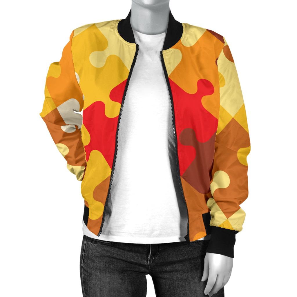 Puzzle Pattern Print Design A01 Women's Bomber Jacket