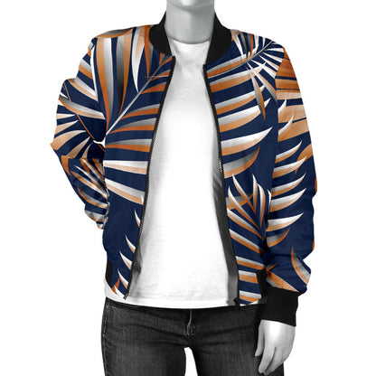 Tropical Flower Pattern Print Design TF07 Women Bomber Jacket