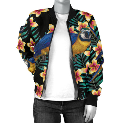 Macaw Pattern Print Design 01 Women's Bomber Jacket