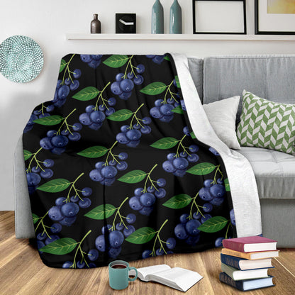 Blueberry Pattern Print Design BB01 Fleece Blanket