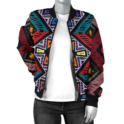 African Pattern Print Design 08 Women's Bomber Jacket