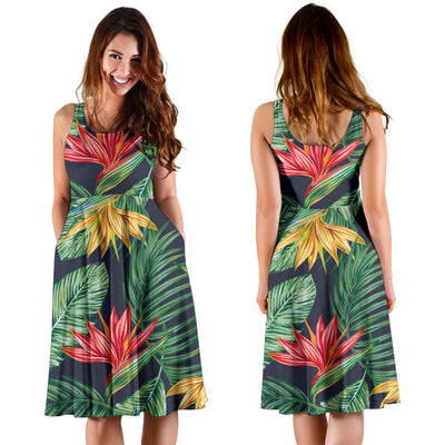 Bird Of Paradise Pattern Print Design BOP09 Midi Dress