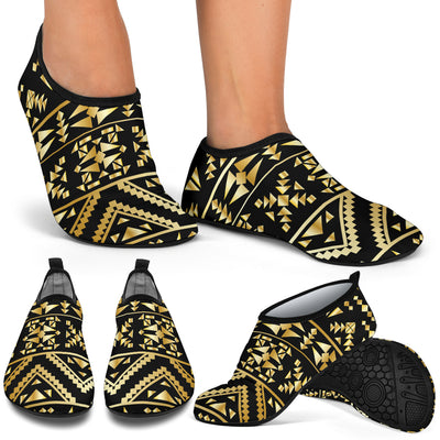 Gold Aztec Tribal Aqua Water Shoes