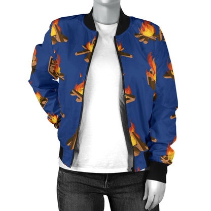 Campfire Pattern Print Design 03 Women's Bomber Jacket