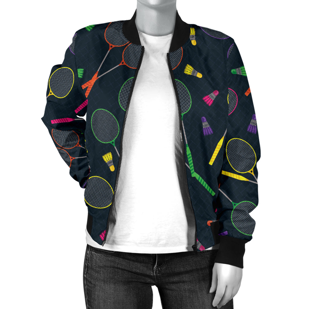 Badminton Pattern Print Design 04 Women's Bomber Jacket