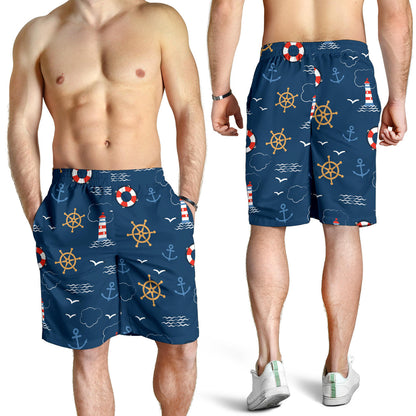 Nautical Pattern Print Design A06 Mens Shorts