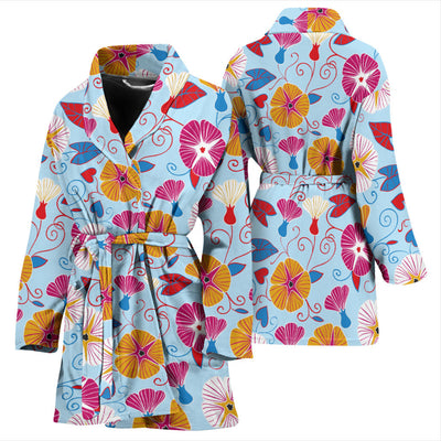 Morning Glory Pattern Print Design MG06 Women Bathrobe