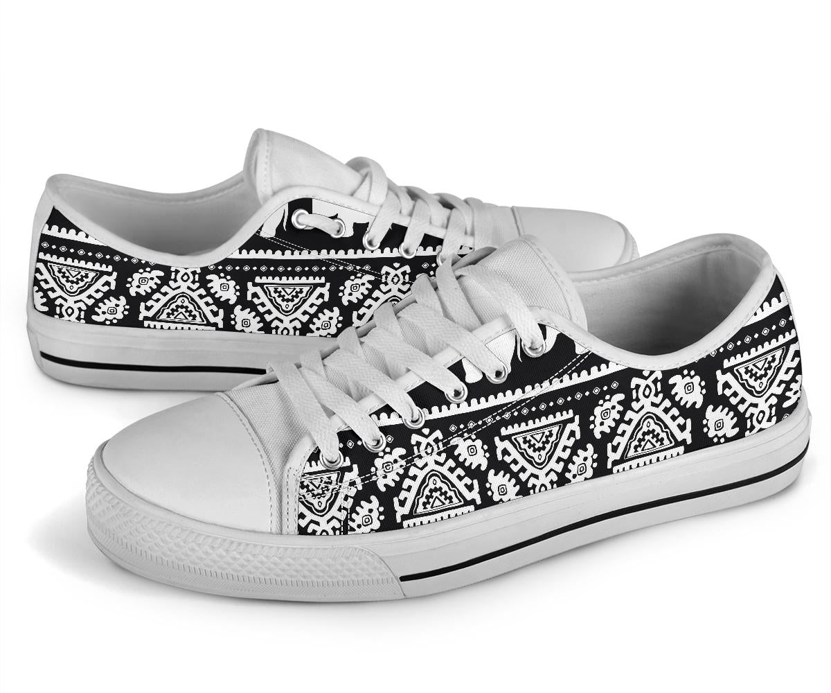 Elephant Pattern White Bottom Low Top Shoes