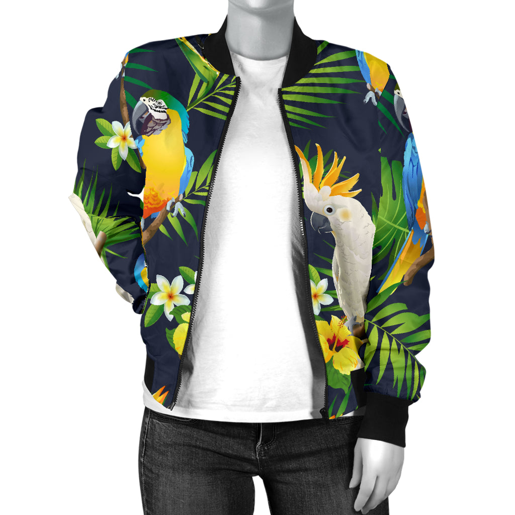 Parrot Pattern Print Design A03 Women's Bomber Jacket