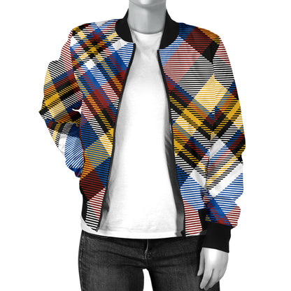 Madras Pattern Print Design 01 Women's Bomber Jacket