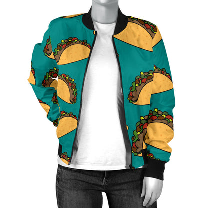 Taco Pattern Print Design TC07 Women Bomber Jacket