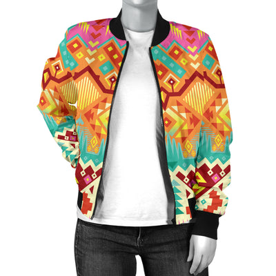 Aztec Pattern Print Design 03 Women's Bomber Jacket