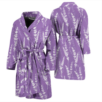 Lavender Pattern Print Design LV08 Men Bathrobe