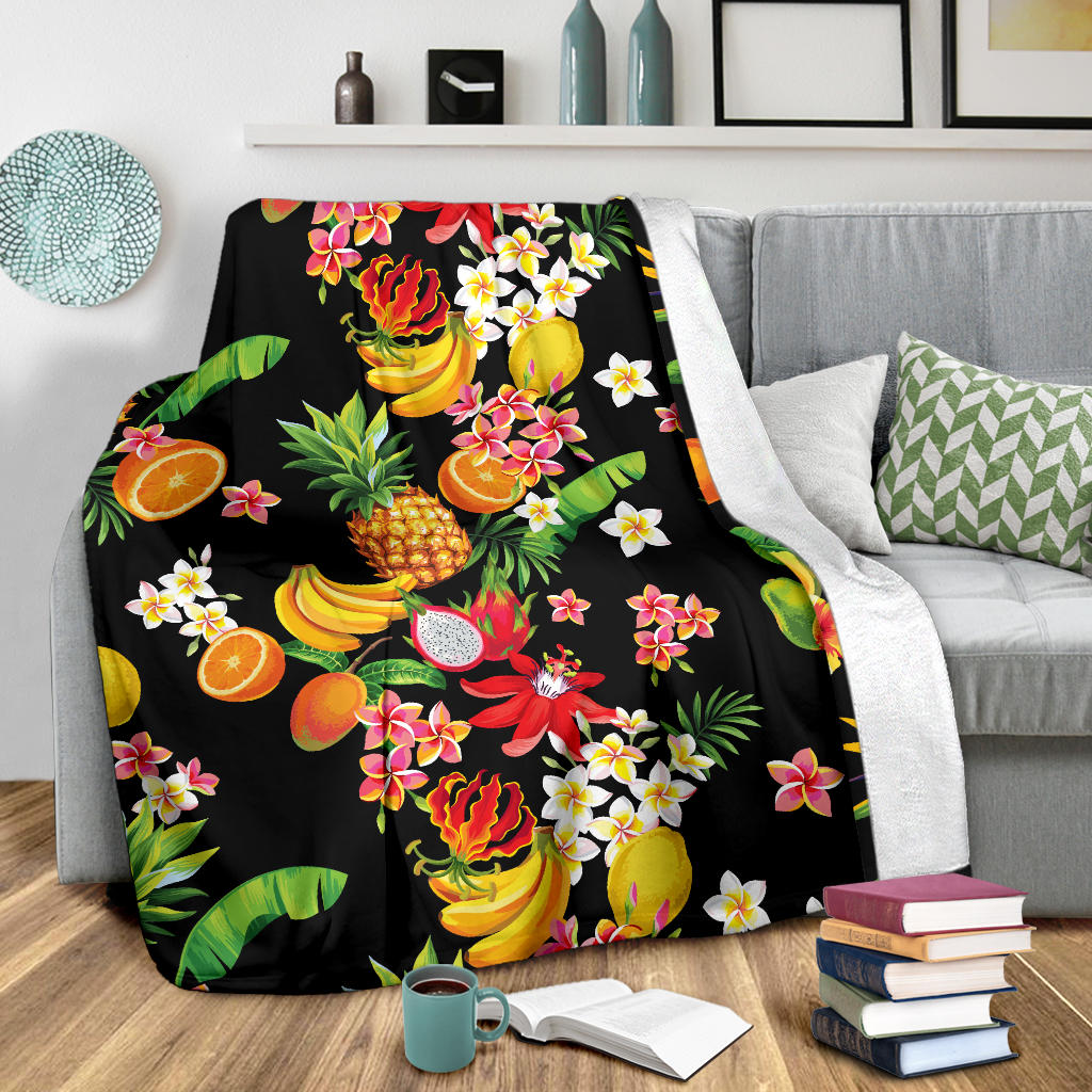 Tropical Fruits Pattern Print Design TF02 Fleece Blanket