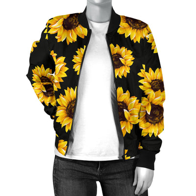 Sunflower Pattern Print Design SF05 Women Bomber Jacket