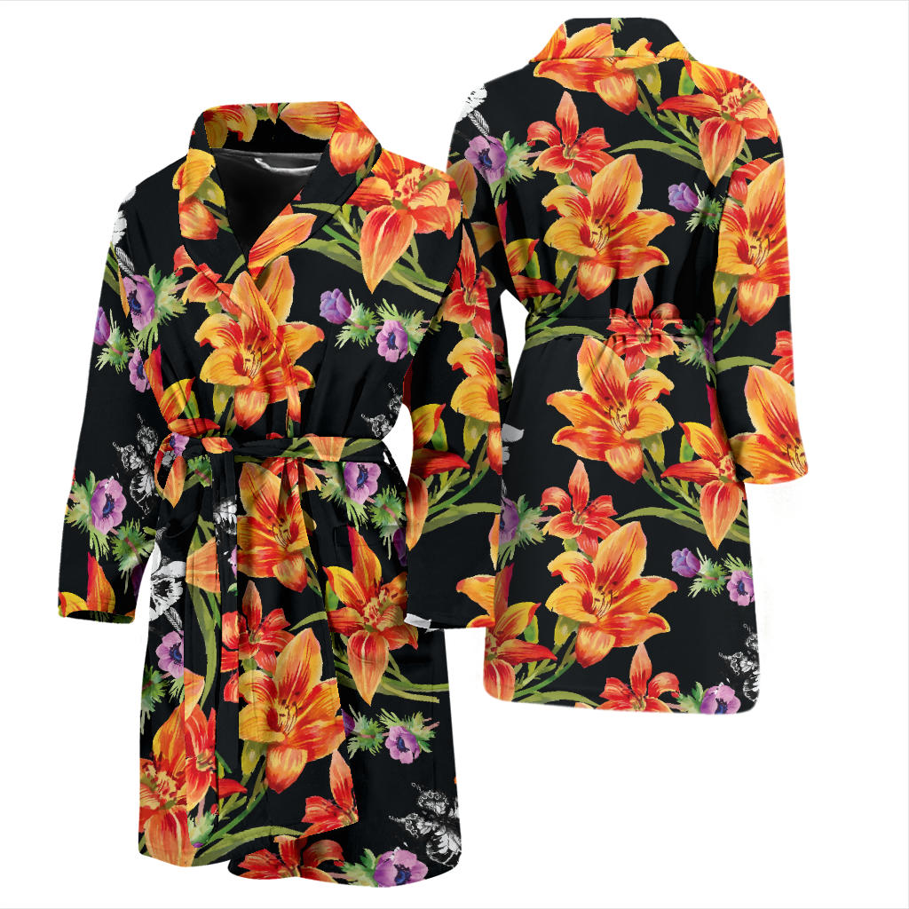 Tropical Flower Pattern Print Design TF02 Men Bathrobe