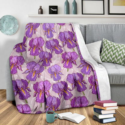 Iris Pattern Print Design IR05 Fleece Blanket