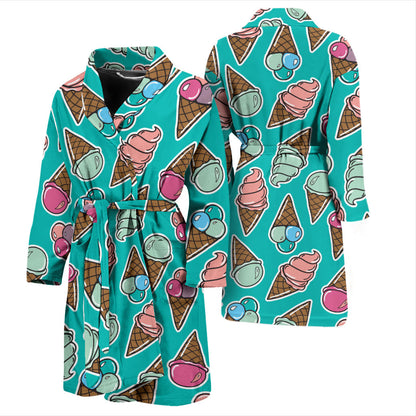 Ice Cream Pattern Print Design IC01 Men Bathrobe