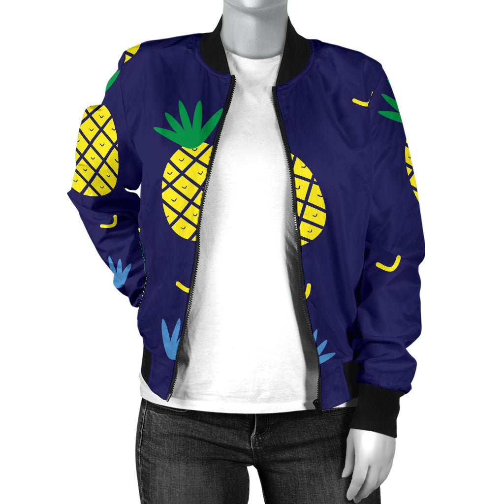 Pineapple Pattern Print Design A01 Women's Bomber Jacket