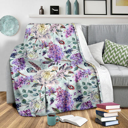 Lilac Pattern Print Design LI06 Fleece Blanket