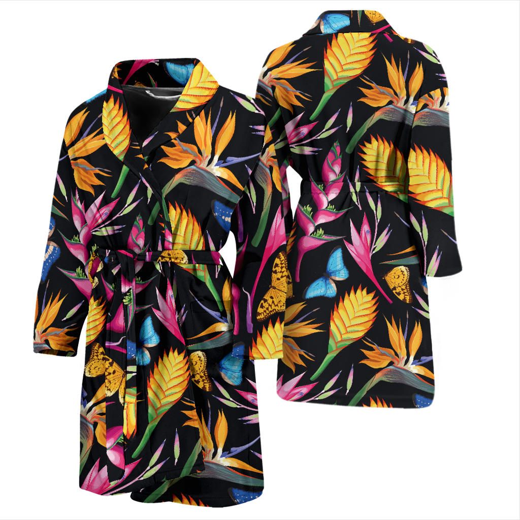 Tropical Flower Pattern Print Design TF016 Men Bathrobe