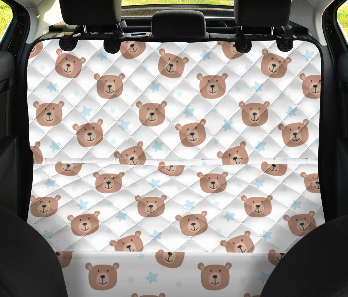 Bear Pattern Print Design BE02 Rear Dog  Seat Cover