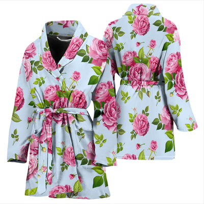 Rose Pink Pattern Print Design RO08 Women Bathrobe