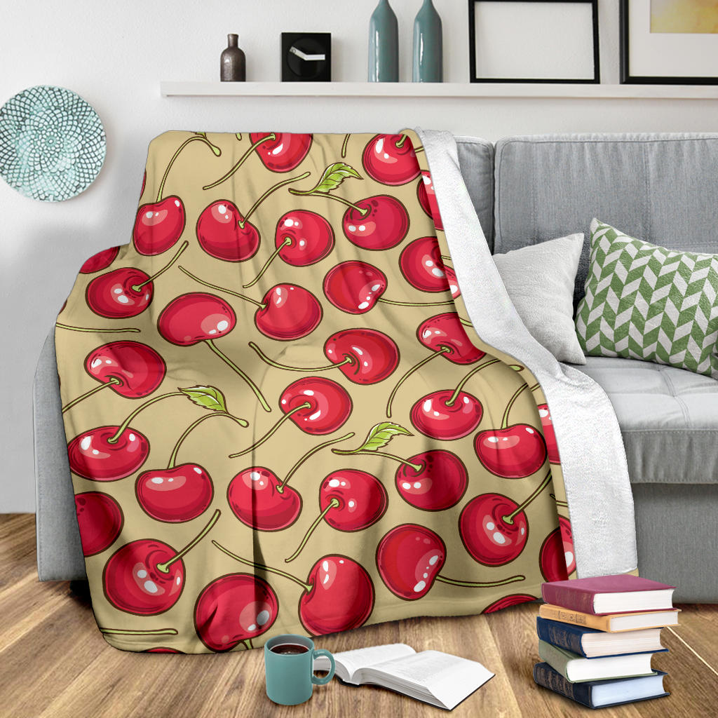 Cherry Pattern Print Design CH05 Fleece Blanket