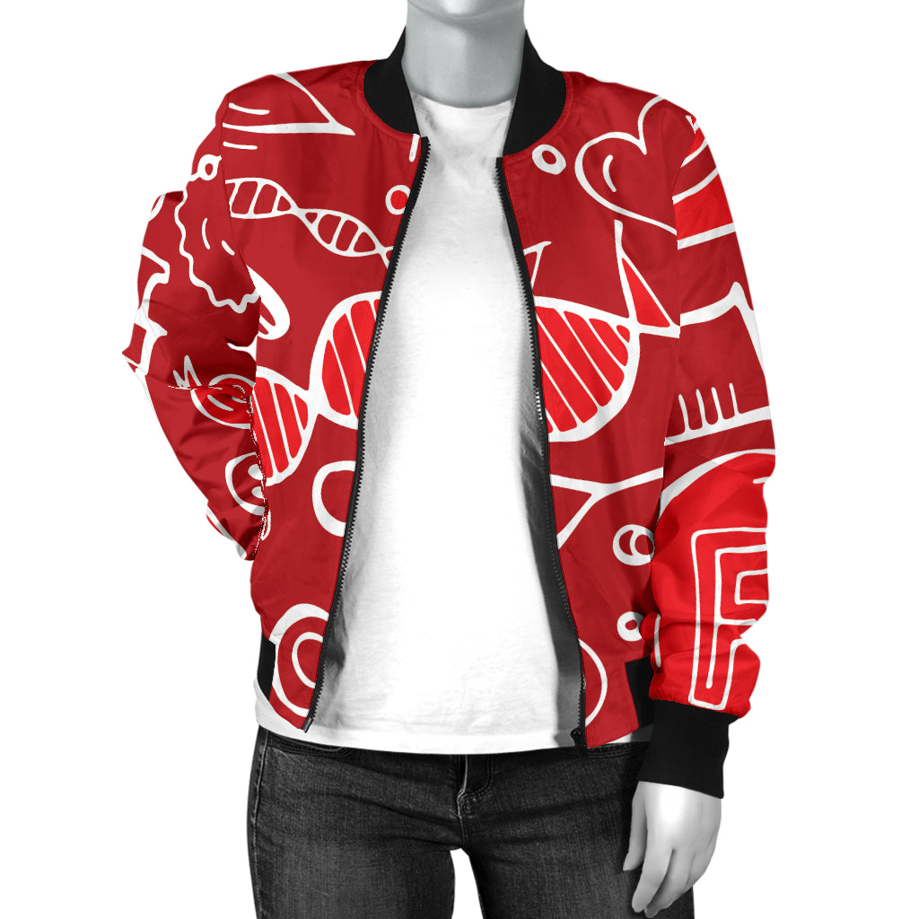 Phlebotomist Pattern Print Design A02 Women's Bomber Jacket