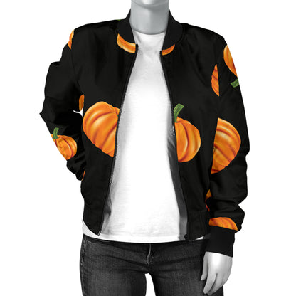 Pumpkin Pattern Print Design A05 Women's Bomber Jacket