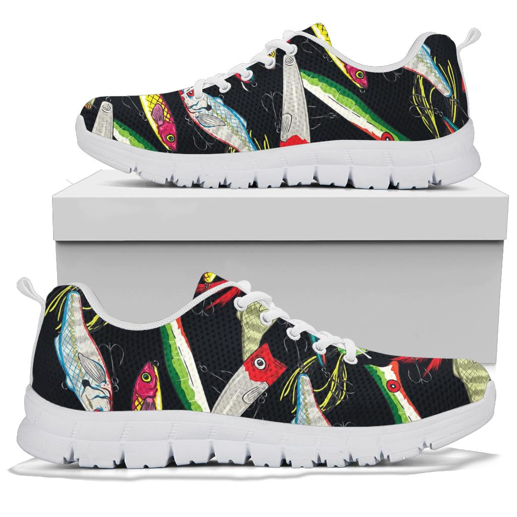 Fishing Bait Print Sneakers White Bottom Shoes