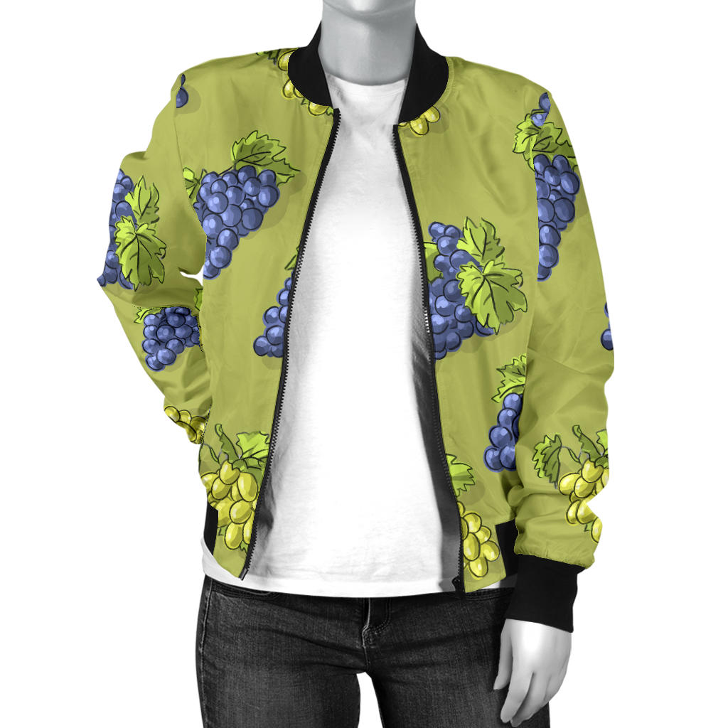 Grape Pattern Print Design GP08 Women Bomber Jacket
