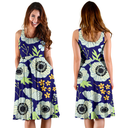 Anemone Pattern Print Design AM06 Midi Dress