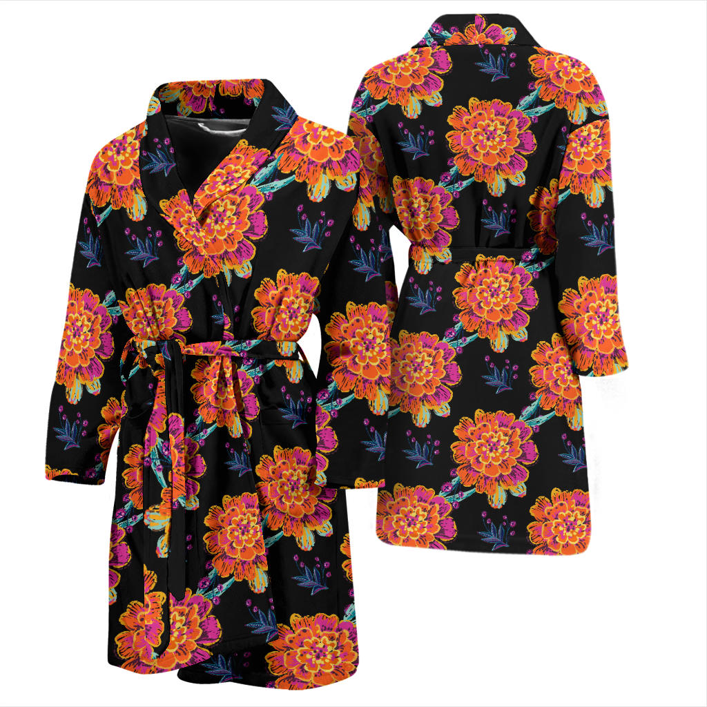 Marigold Pattern Print Design MR04 Men Bathrobe