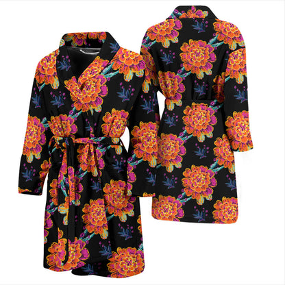 Marigold Pattern Print Design MR04 Men Bathrobe